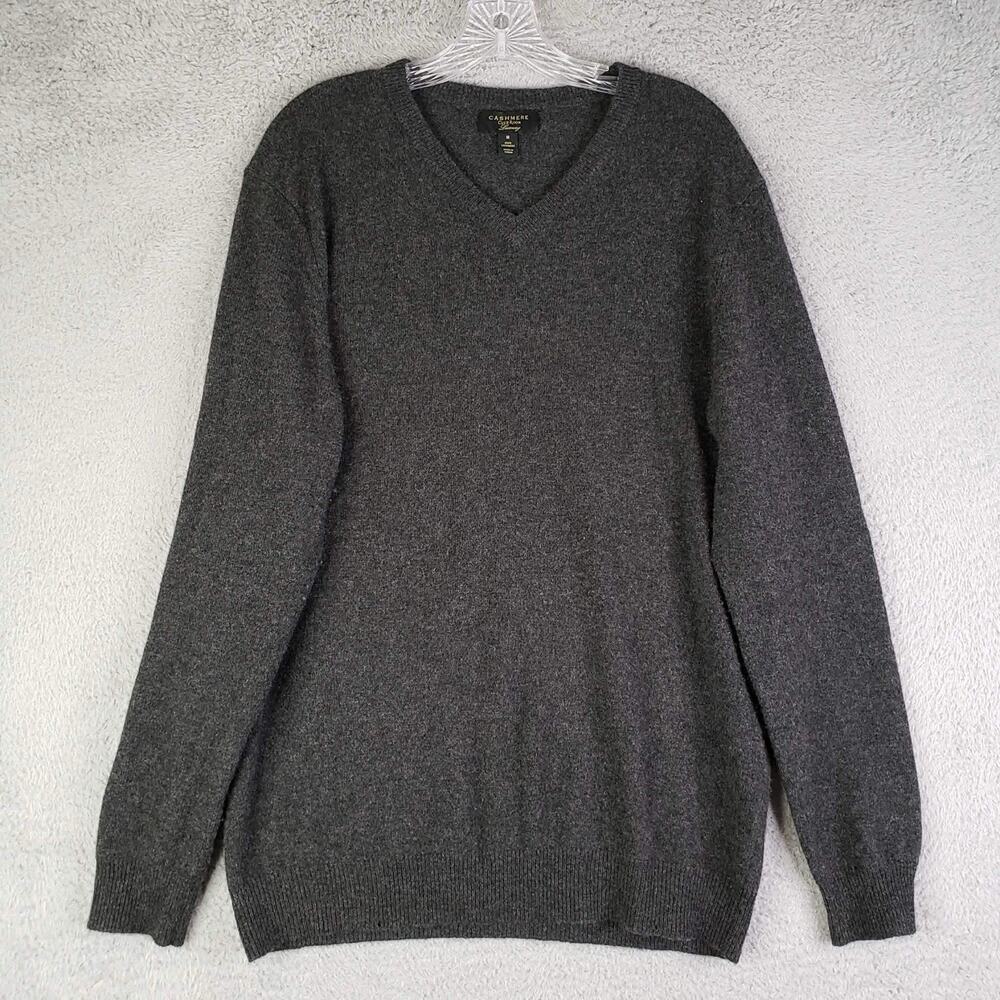 Charter Club Cashmere Sweater Mens Medium Gray Grandpa Old Money Luxury Preppy